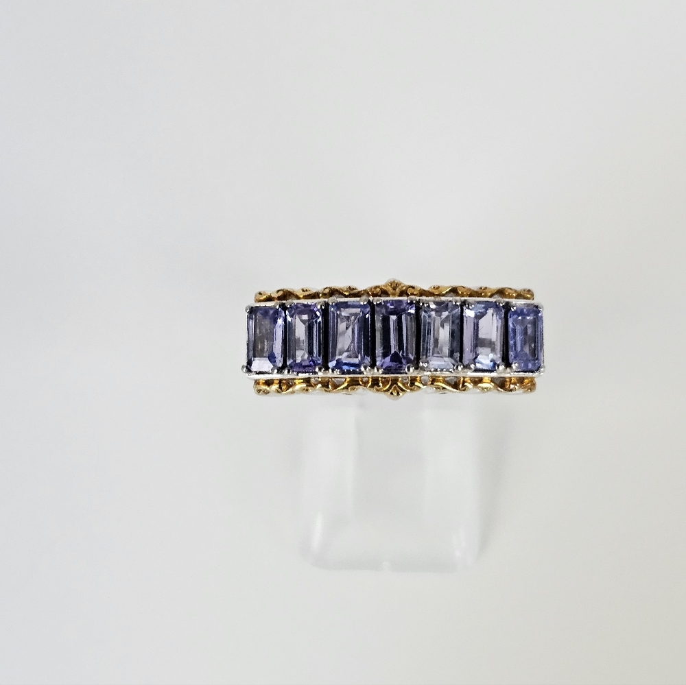 Gems En Vogue Genuine Tanzanite Ring In Palladium Sterling Silver 18K Size 8! - Picture 7 of 7